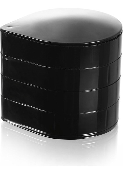 4 Katlı Dönebilen Silindir Takı Organizeri, Yüzük ve Kolye Düzenleyici Siyah fırsatları