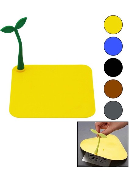 Sarı Karegider Kapak - Silikon Süzgeç Koku Önleyici Matçiçek Modeli Tutma SAPLIBRKT-217927 (4415)