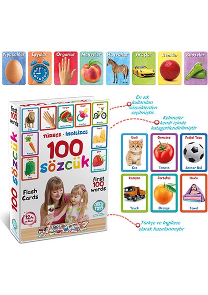 Ilk 100 Sözcük - Türkçe & Ingilizce Flash Kartlar