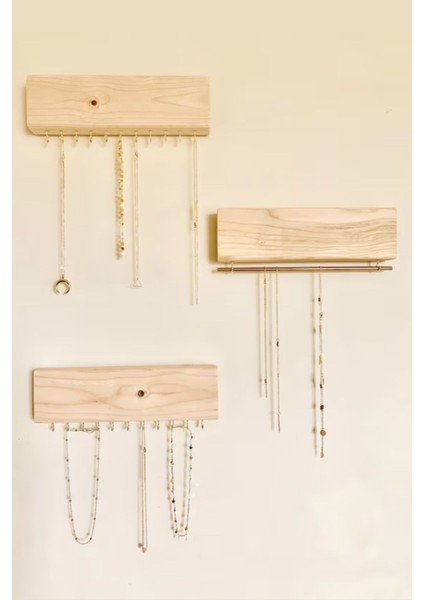 3'lü Ahşap Takı Düzenleyici Seti, Bileklik, Saat, Gözlük ve Aksesuar Organizer