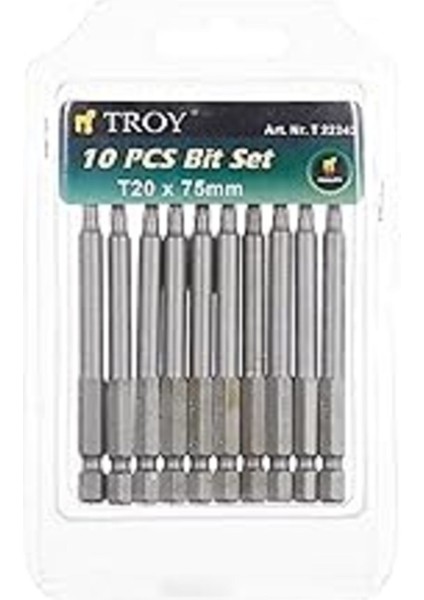 Troy T 22242 Torx Bits Uç Seti, T20 x 75 Mm, Dayanıklı ve Yüksek Performanslı Araç Seti