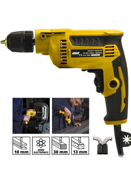 580W Metal Şanzımanlı 10MM Elektrikli Matkap, Güçlü ve Dayanıklı, Profesyonel Kullanım.
