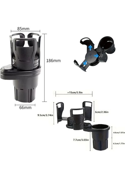 Araç Içi 360 Derece Dönen 2'li Bardaklıklı Açılarak Ayarlanabilir Bardak Tutucu Aparat indirimleri