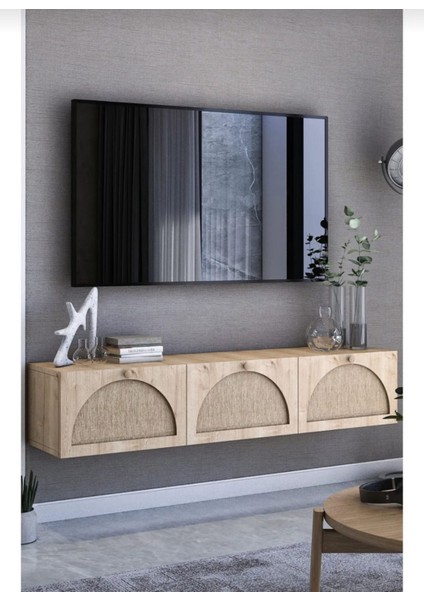 Tv Ünitesi ,tv Sehpası ,iskandinav Jüt Kumaşlı Ultra Lüks (ÖZEL TASARIM) Mdf E150xd32xy30cm fiyatları