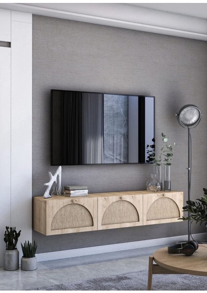 Tv Ünitesi ,tv Sehpası ,iskandinav Jüt Kumaşlı Ultra Lüks (ÖZEL TASARIM) Mdf E150xd32xy30cm fırsatları