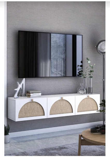 Tv Ünitesi ,tv Sehpası ,iskandinav Jüt Kumaşlı Ultra Lüks (ÖZEL TASARIM) Mdf E150xd32xy30cm fiyatları