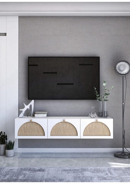 Tv Ünitesi ,tv Sehpası ,iskandinav Jüt Kumaşlı Ultra Lüks (ÖZEL TASARIM) Mdf E150xd32xy30cm fırsatları