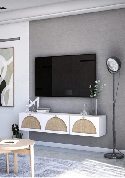 Tv Ünitesi ,tv Sehpası ,iskandinav Jüt Kumaşlı Ultra Lüks (ÖZEL TASARIM) Mdf E150xd32xy30cm indirimleri