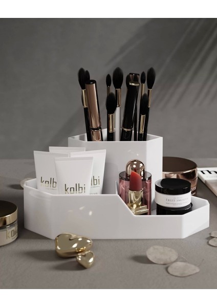 Üç Bölmeli Şık Makyaj ve Kozmetik Düzenleyici Organizer modelleri