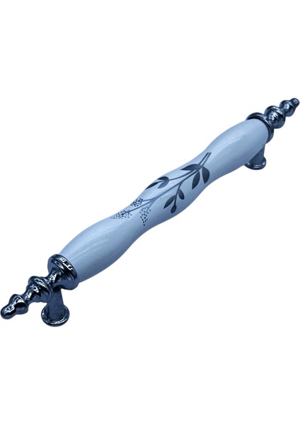 128MM (12.8cm) Ölçüsünde Zeytindalı Kulp Mobilya Mutfak Çekmece Kapak Kulbu Polimer Alaşım Beyaz Renk