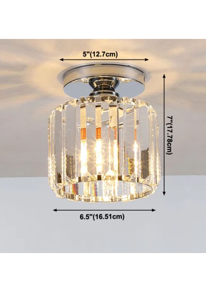 Modern Crystal Lüks Kristal Taşlı Plafonyer Tavan Avize Gümüş Krom