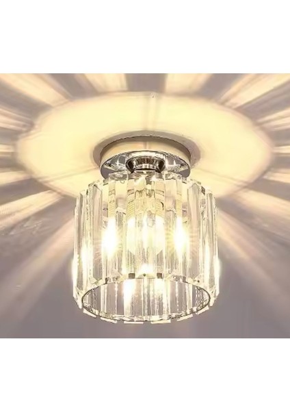 Modern Crystal Lüks Kristal Taşlı Plafonyer Tavan Avize Gümüş Krom