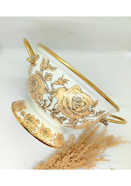 Sarı Gül Emaye Dekoratif Süzgeç Kevgir Meyvelik Sunumluk fiyatları