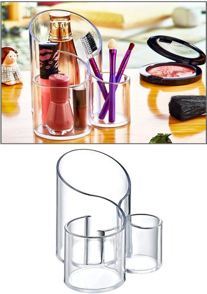 3 Bölmeli Çok Amaçlı Şeffaf Makyaj ve Kozmetik Düzenleyici