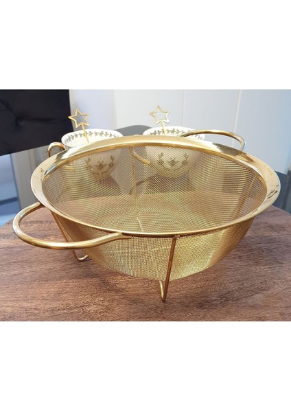 Paslanmaz Çelik Süzgeç 28 cm Gold Renk