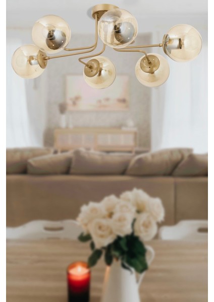 Tanyer 6lı Eskitme Modern Sarkıt Yatak Odası Salon Avize