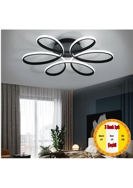 Minel Dekor Papatya Model Tavan Lambası, Modern Aydınlatma, Dekoratif 3 Renkli Işık