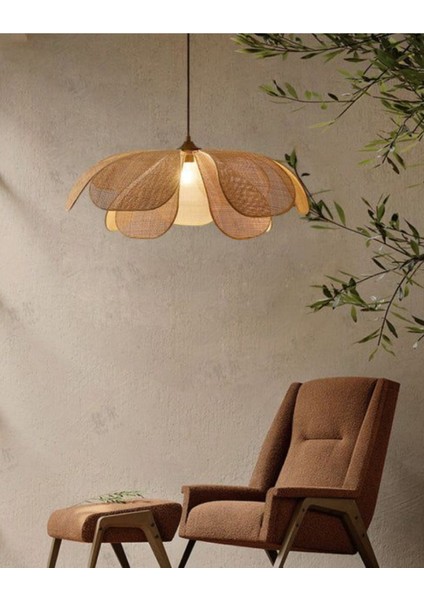 Modern Tasarım Rose Çiçek Sarkıt Avize Hazeran Kumaş Boheme Salon Oturma Odası Mutfak Avizesi