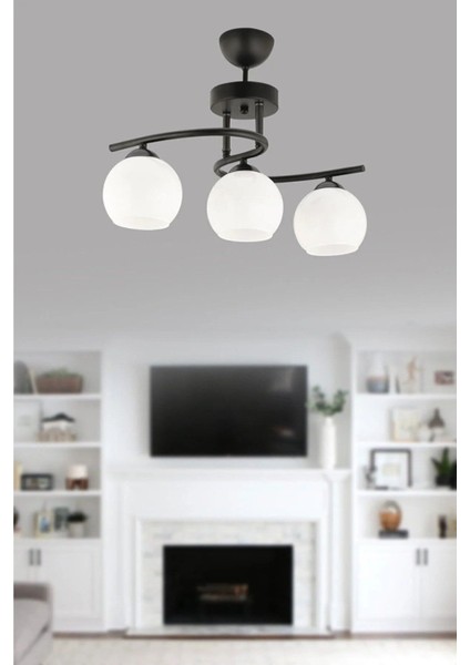 Hestia Modern Üçlü Camlı Avize