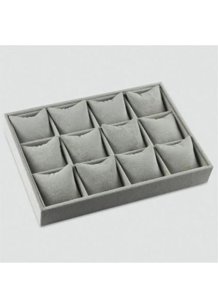 Gri Süet Kumaş Saat ve Bileklik Kutusu 34X24 Cm, Şık ve Kullanışlı Tasarım