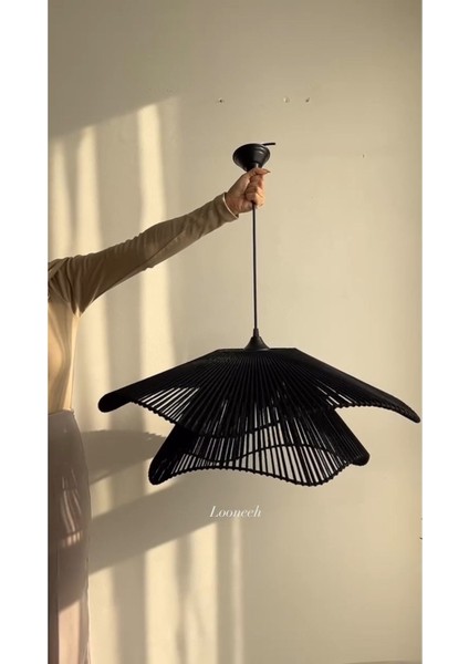 Luminart Rustik Tarz Bohem Avize Makrome Avize Salon Avize Yatak Odası Avize Rattan Avize