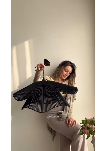 Luminart Rustik Tarz Bohem Avize Makrome Avize Salon Avize Yatak Odası Avize Rattan Avize