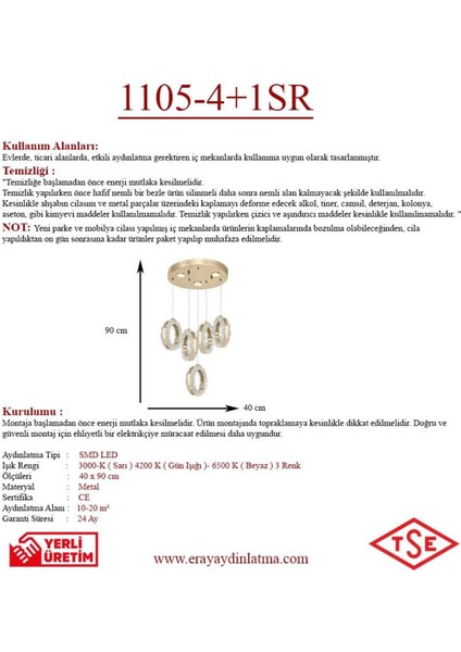 1105-4 1 5li Sarkıt LED Avize