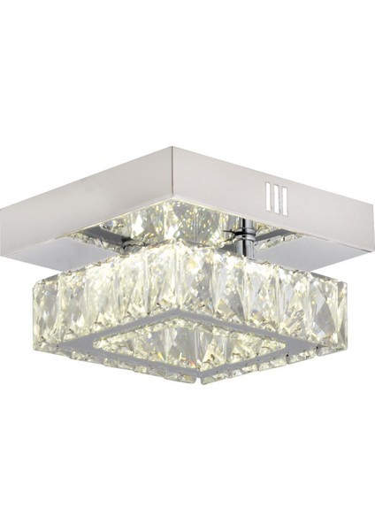 Modina Tek Katlı Krom 3 Renkli 20 Watt Ledli 3 Renkli Kristalli Taşlı Modern Tasarım LED Kristal Sa
