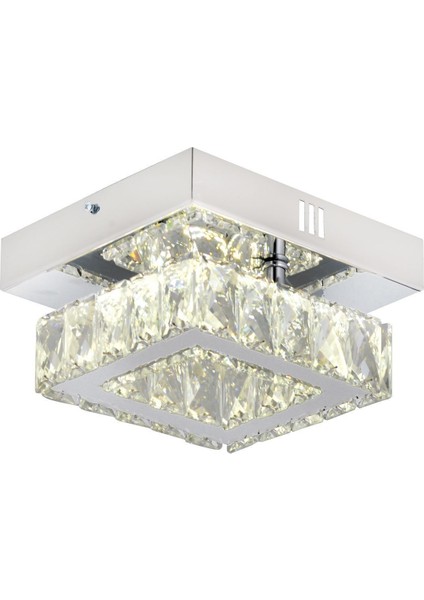 Modina Tek Katlı Krom 3 Renkli 20 Watt Ledli 3 Renkli Kristalli Taşlı Modern Tasarım LED Kristal Sa