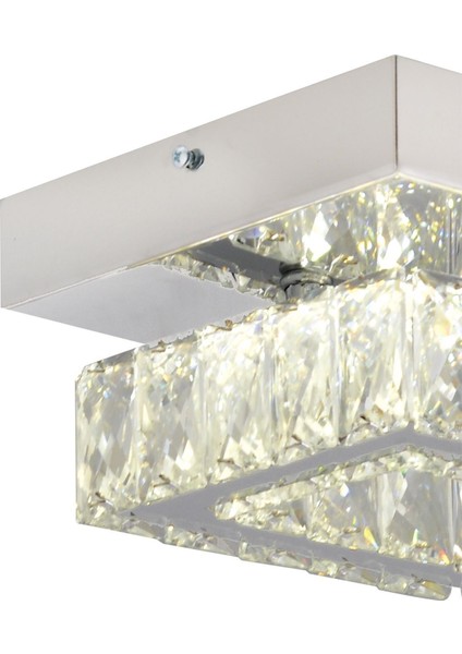Modina Tek Katlı Krom 3 Renkli 20 Watt Ledli 3 Renkli Kristalli Taşlı Modern Tasarım LED Kristal Sa