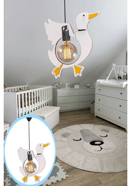 Sevimli Duck Ördek Sarkıt Avize Bebek Çocuk Odası Uçan Ördek Modern Dekoratif Rustik Tekli Avize