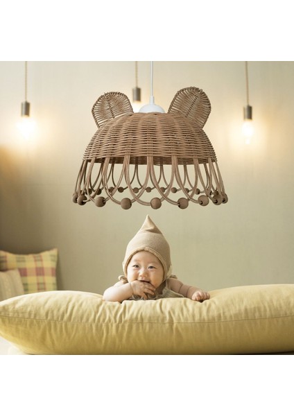 Rattan, Bambu, Hasır Sarkıt Avize Tavşan, Ayı Kulak Çocuk Odası Beyaz Duy