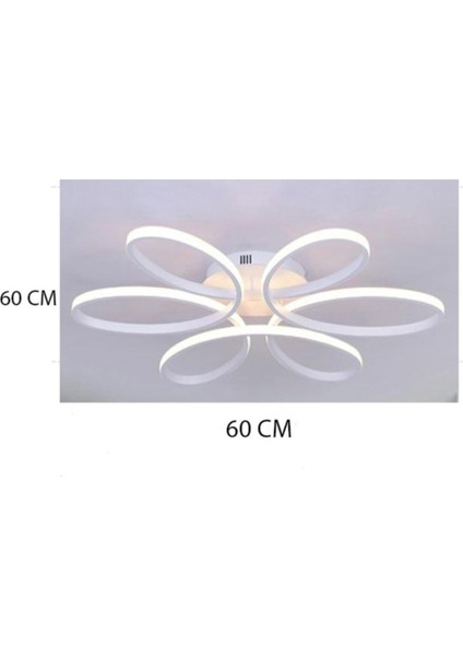 Modern Stella Beyaz Kasa Beyaz Ledli Plofonyer Avize 60 cm Çap modelleri