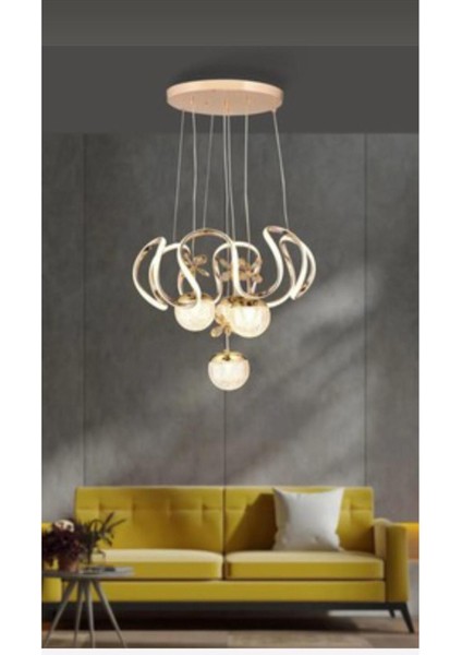Yummy 3 Renk Gold ( Sarı Beyaz ve Gün Işığı ) Kumandalı LED Kristal Taşlı Avize fiyatları