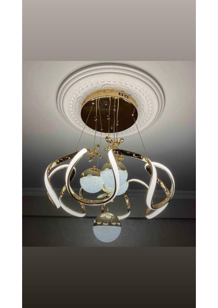 Yummy 3 Renk Gold ( Sarı Beyaz ve Gün Işığı ) Kumandalı LED Kristal Taşlı Avize modelleri