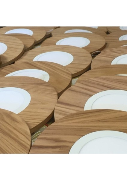 Yuvarlak Meşe Kaplama LED Tavan Aydınlatması 33CM, Yatak Odası, Koridor, Banyo Lambası - Gün Işığı