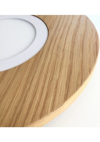 Yuvarlak Meşe Kaplama LED Tavan Aydınlatması 33CM, Yatak Odası, Koridor, Banyo Lambası - Gün Işığı