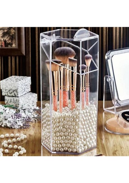 Turuncu Kapaklı Çok Amaçlı Akrilik Fırça ve Makyaj Düzenleyici