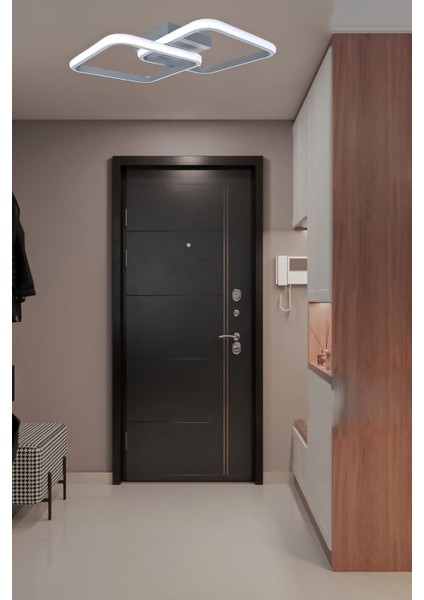 Enisa Modern Tasarım Antrasit Renk Salon Mutfak Hol Beyaz LED 2 Li Avize