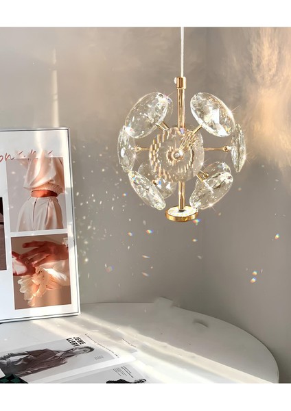 Luxury Exclusive Modern Crystal LED Avize Kristal Taşlı Tekli Sarkıt Avize Gold Sarı Kademeli 3 Ren