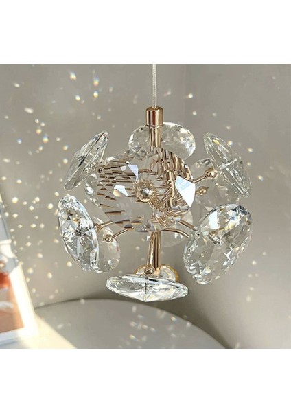 Luxury Exclusive Modern Crystal LED Avize Kristal Taşlı Tekli Sarkıt Avize Gold Sarı Kademeli 3 Ren