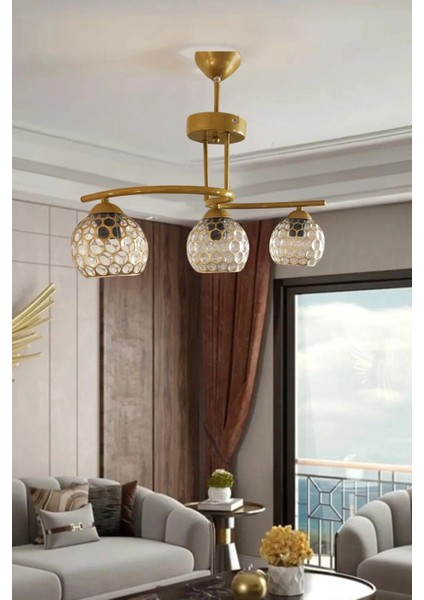 Ilkim Gold Kasa Avize 3lü