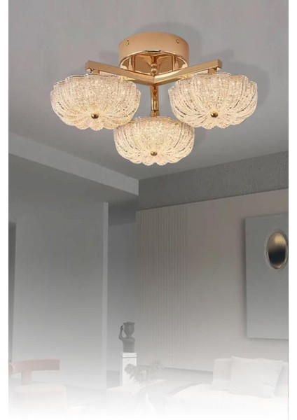 6095-3 Sarı 3 Renk LED Avize