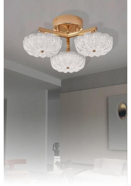 6095-3 Sarı 3 Renk LED Avize