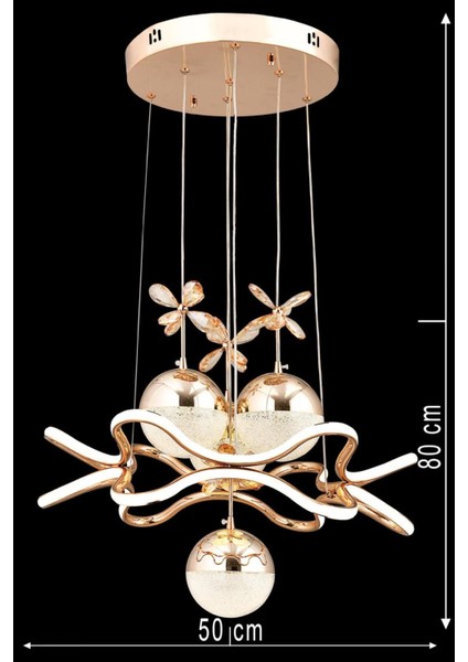 King 3 Renk Kumandalı ve Dimmerli Gold ( Sarı Beyaz ve Gün Işığı ) Luxury LED Kristal Taşlı Avize modelleri
