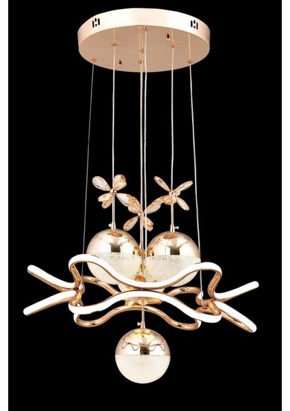King 3 Renk Kumandalı ve Dimmerli Gold ( Sarı Beyaz ve Gün Işığı ) Luxury LED Kristal Taşlı Avize fırsatları