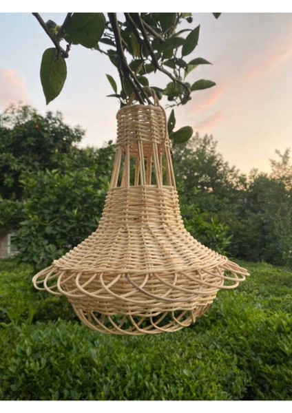 Hasır Avize Salon Bahçe Balkon Oda Sarkıt El Örmesi Hand Made Dekoratif Aydınlatma