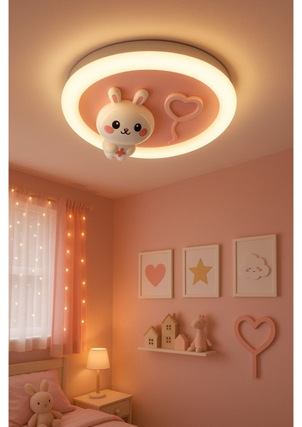 3ışık Renkli, Kumandalı, 50CM Çocuk Odası,yatak Odası, Çember LED Tavan Lambası, Aydınlatma, Avize