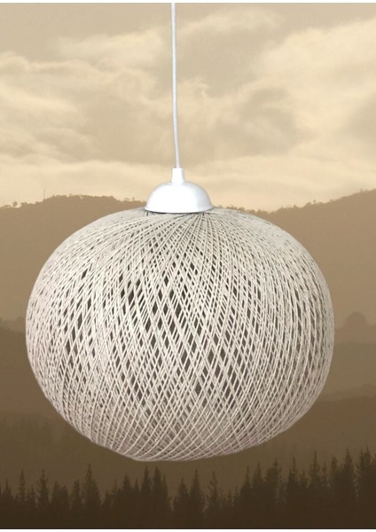 Ip Sarkıt Avize Büyük Boy Top Avize 30 cm Çap Krem Rengi