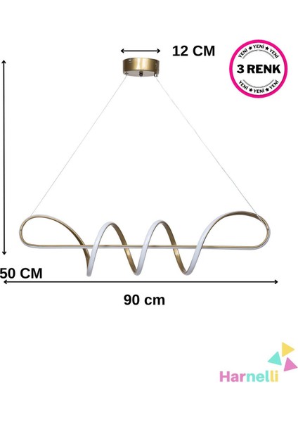 3 Renk Yanabilen Yemek Masası Üstü Modern Ledli Avize